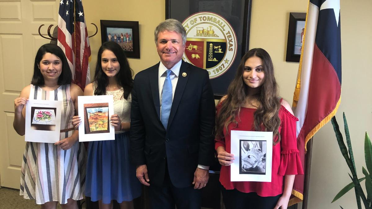 Rep. Michael McCaul with Art Competition winners